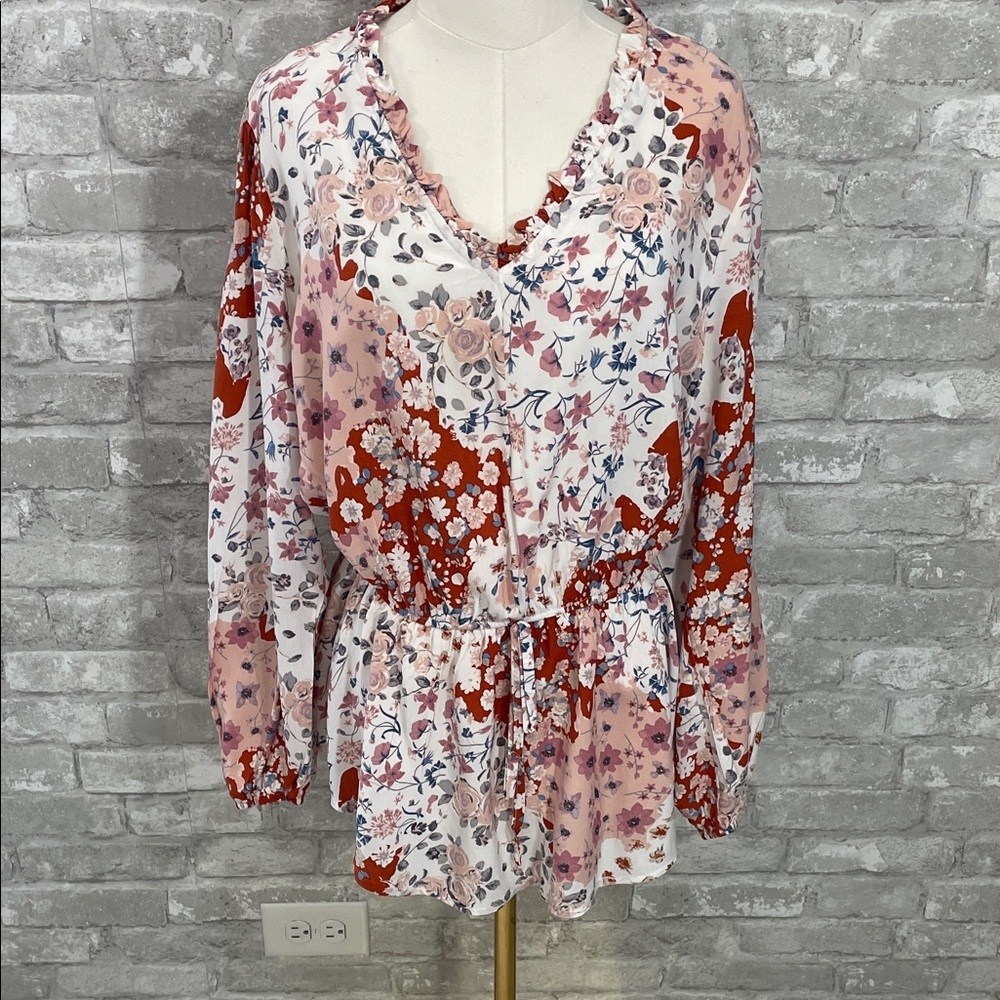 ANDREE BY UNIT Floral Blouse - Red, Pink, and White